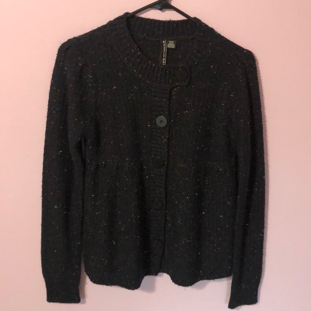 Razzle Dazzle Black Cardigan w Multicolored Specks